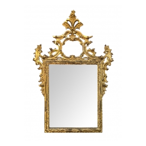 Well-carved English George II Style Giltwood Mirror with Dramatic Crest