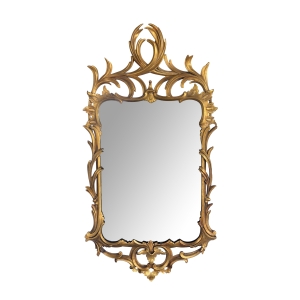 Hand-carved Continental Rococo Revival Foliate Giltwood Mirror