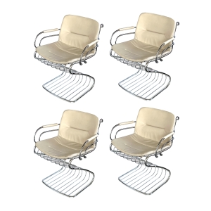 Set of Four Gastone Rinaldi for Rima Tubular Chrome Cantilever Arm Chairs