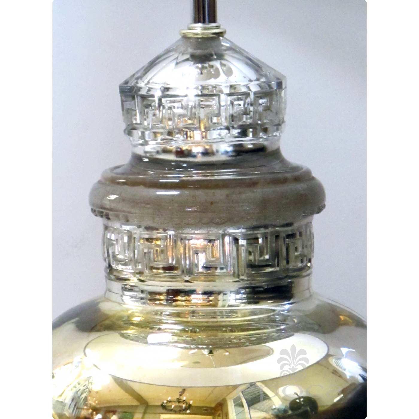 A Shimmering American 1940 S Cased Glass Mercury And Crystal Urn Shimmering American 1940 S Mercury Mirror Apothecary Jar Now Mounted As A