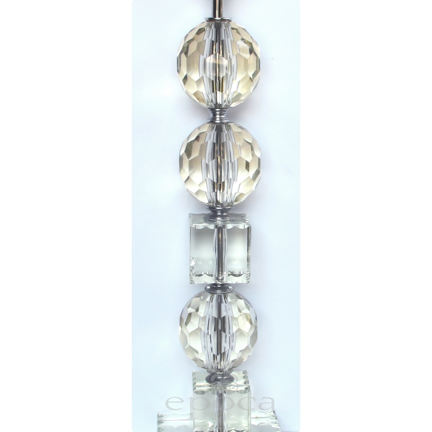 A Shimmering And Large Scaled Pair Of French Mid Century Stacked A Shimmering And Large Scaled Pair Of French Mid Century Stacked Faceted Crystal Lamps