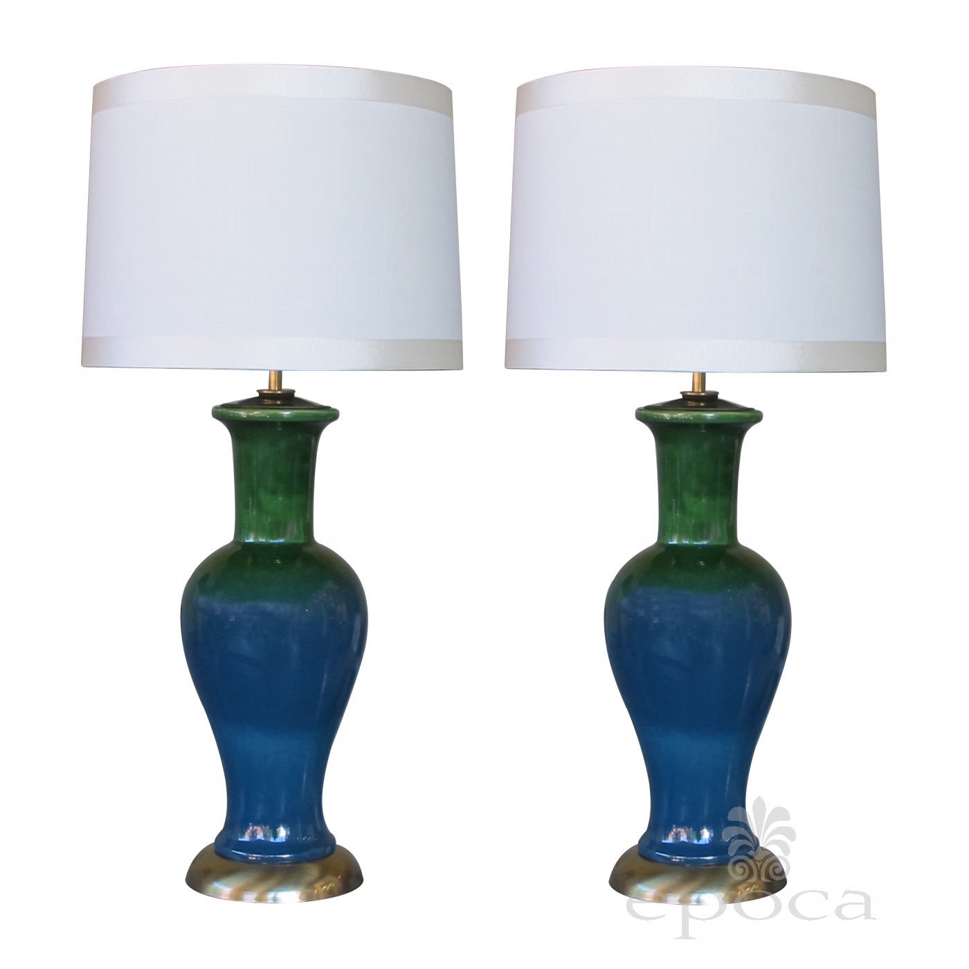 A Shapely Pair Of American 1960 S Frederick Cooper Baer Form Shapely Pair Of American 1960 S Frederick Cooper Baer Form Emerald Green And Blue Drip