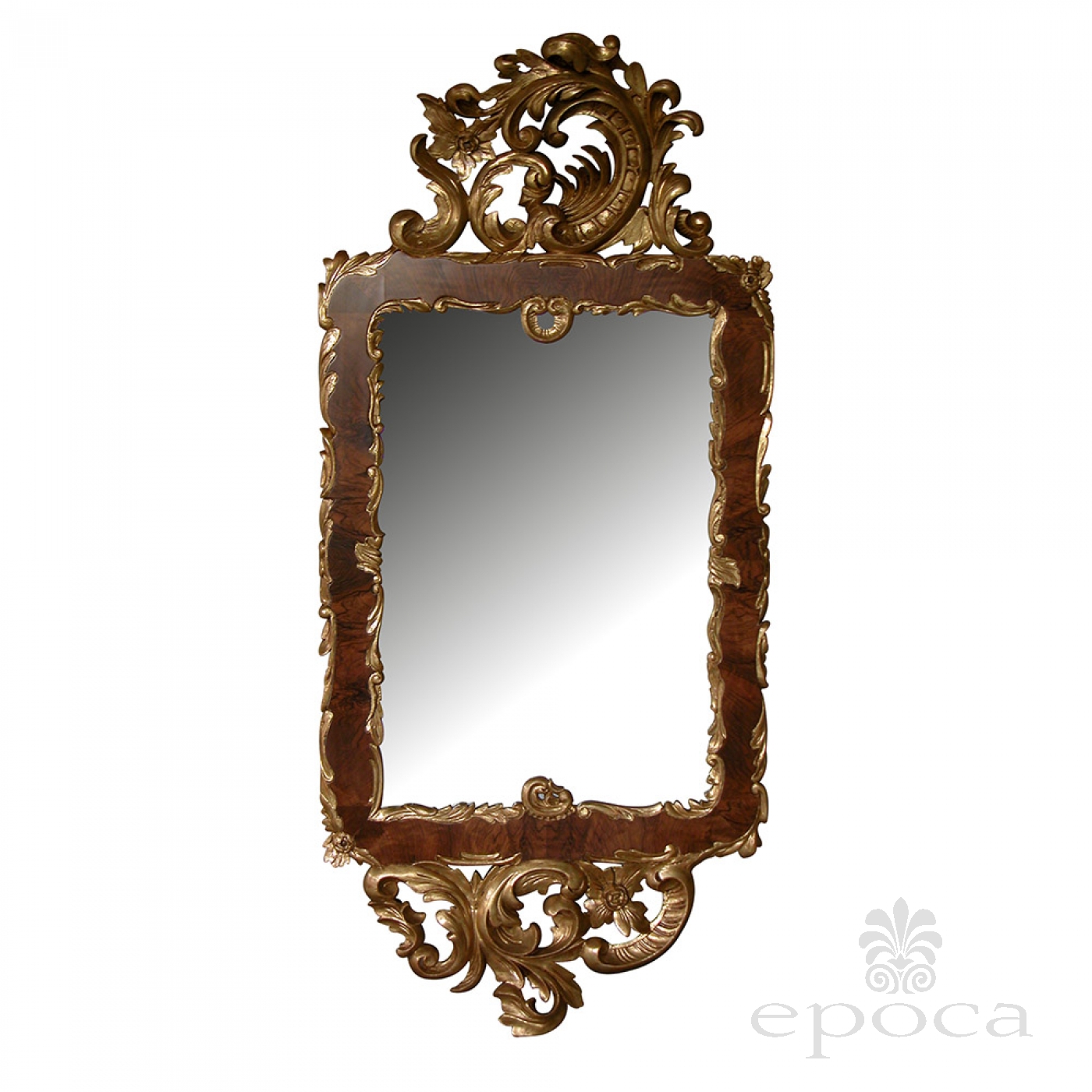 A Curvaceous Danish Rococo Style Burl Walnut And Carved Giltwood