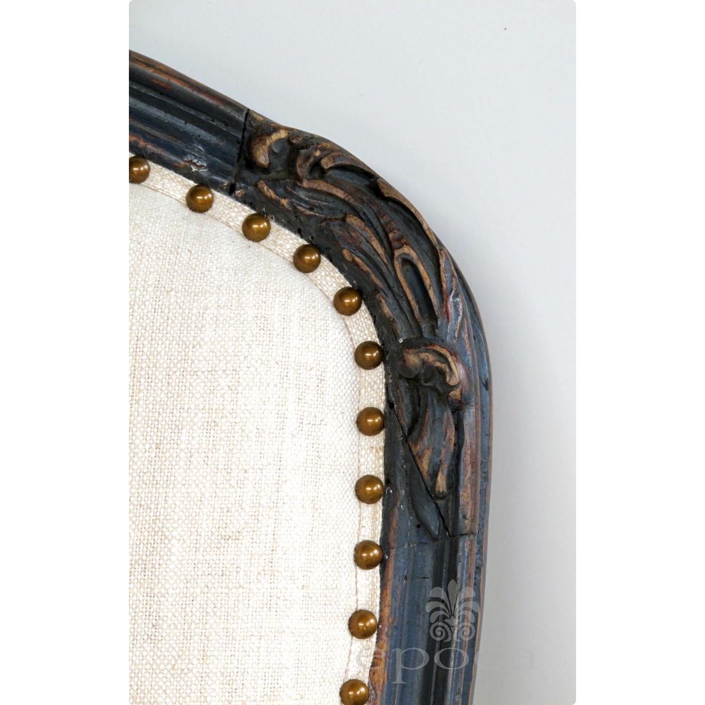 A Graceful Pair Of French Rococo Blue Gray Painted Armchairs With