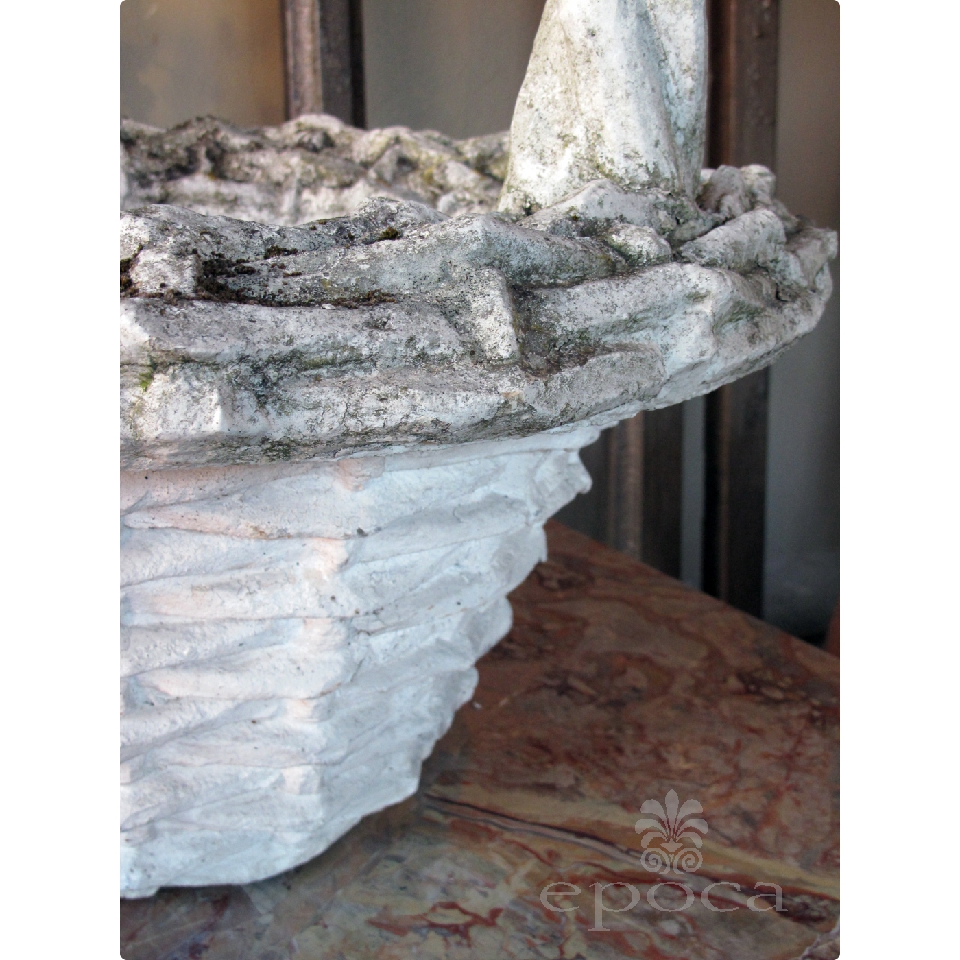 A Boldly Scaled French Faux Basket Weave Concrete Jardinière With Boldly Scaled French Faux Basket Weave Concrete Jardinière With Arching Handle