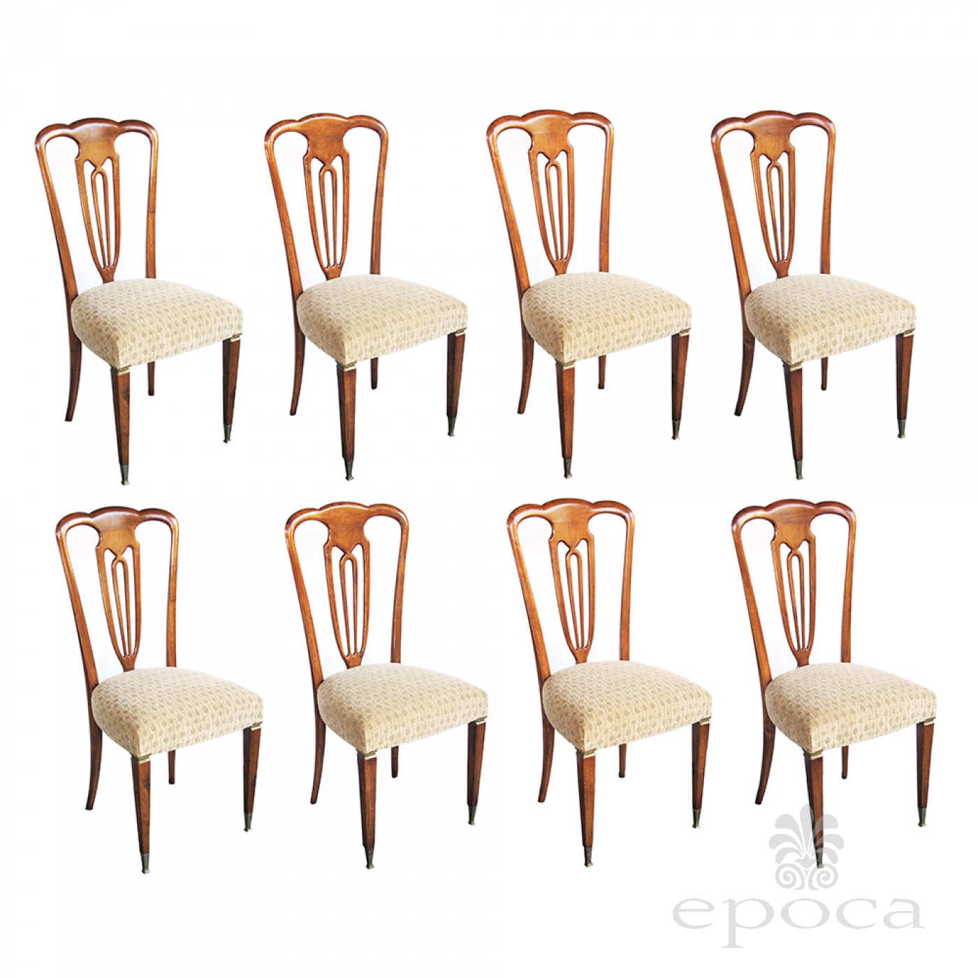 A Stylish Set Of 8 Italian 1940 S Pear Wood Shield Back Dining A Stylish Set Of 8 Italian 1940 S Pear Wood Shield Back Dining Chairss By Emo