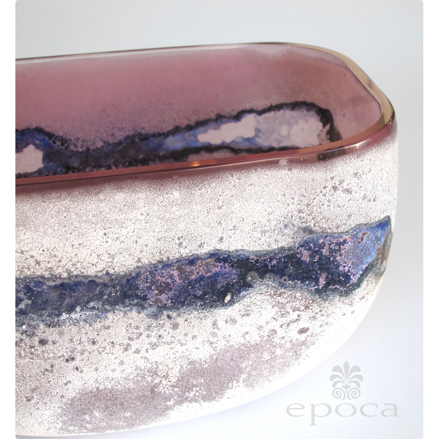 a rare murano 1960's alfredo barbini 'scavo' glass bowl; etched