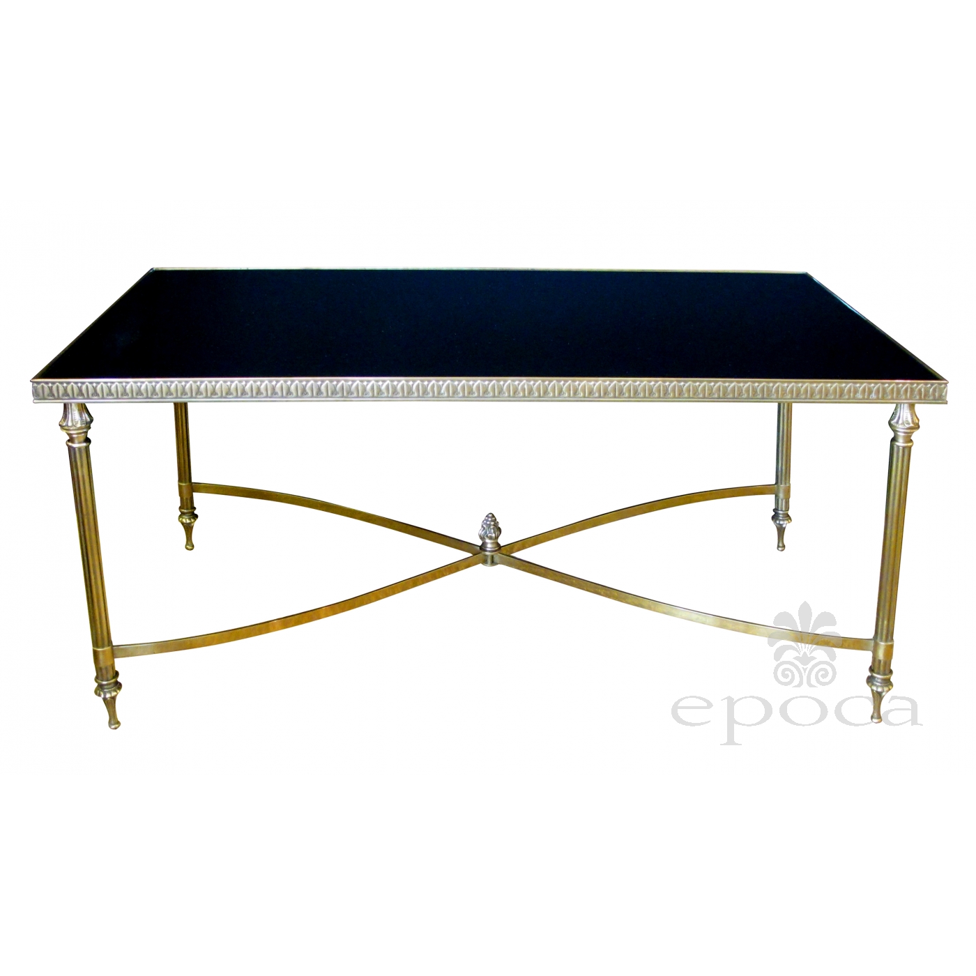 A Good Quality And Stylish French 1960 S Maison Jansen Rectangular A Good Quality And Stylish French 1960 S Maison Jansen Rectangular Brass Cocktail Coffee Table With Black Glass Top