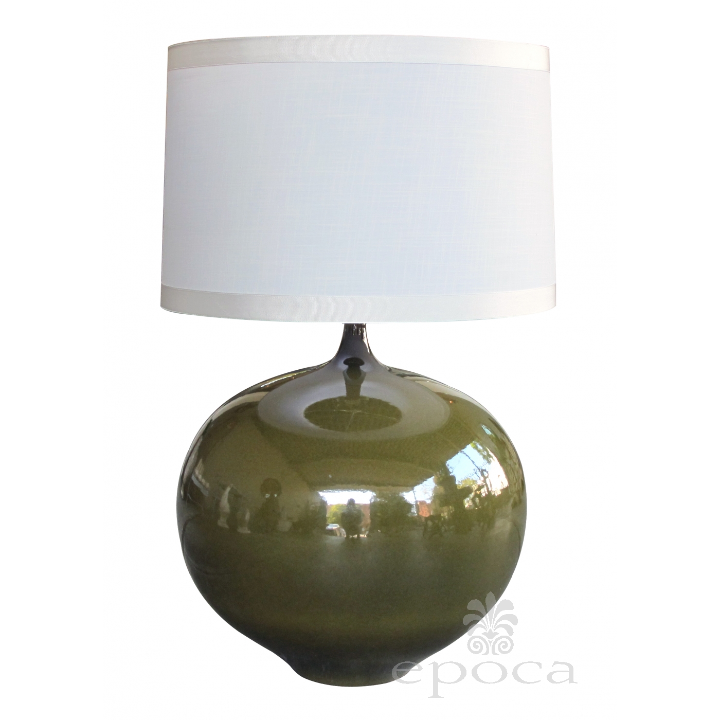 A Impressive Danish 1960 S Olive Green Glazed Orb Form Lamp