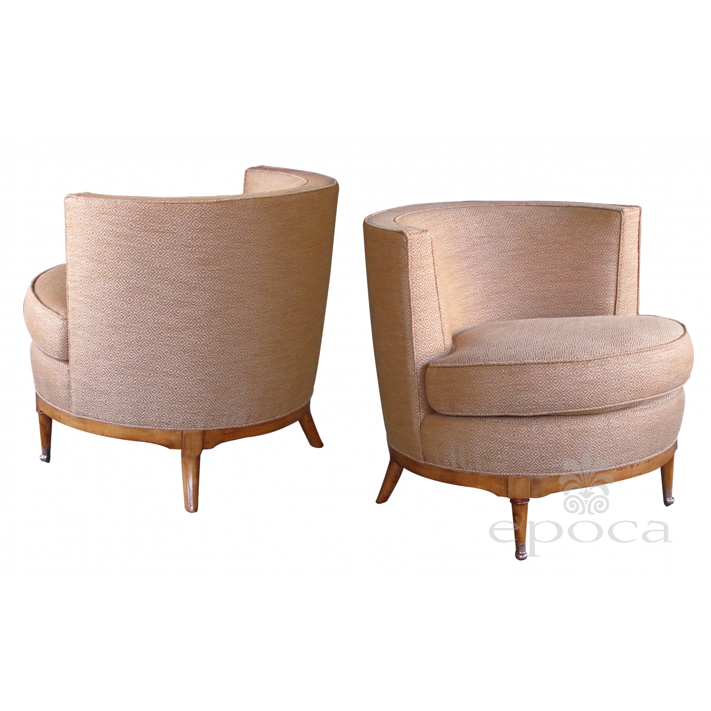 A Mod Pair Of American Mid Century Barrel Back Club Chairs Epoca A Mod Pair Of American Mid Century Barrel Back Club Chairs