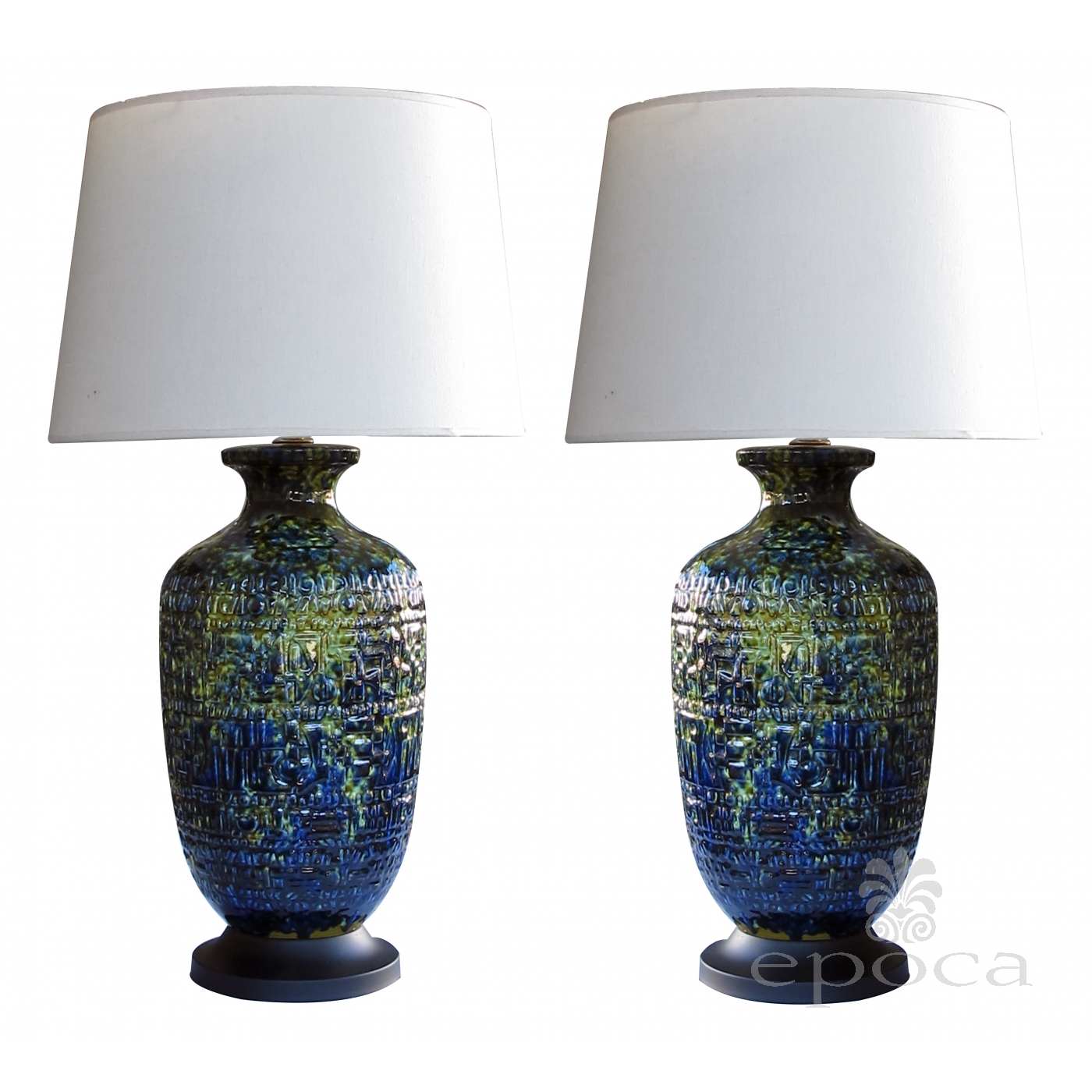 A Mive And Richly Colored Pair Of American 1960 S Ceramic Lamps Ceramic Lamps