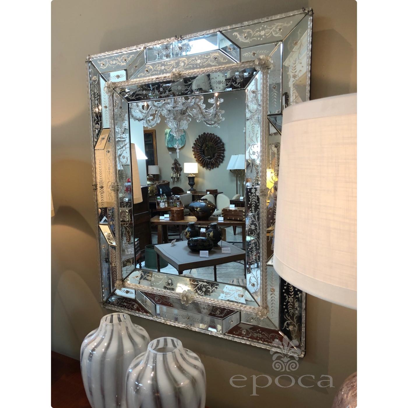 Venetian Reverse Painted Glass Mirror – Legacy Antiques