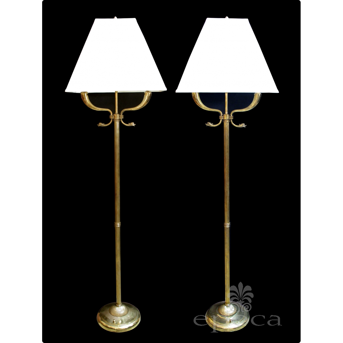 A Chic Pair Of French 1940 S Empire Style Brass 2 Arm Floor