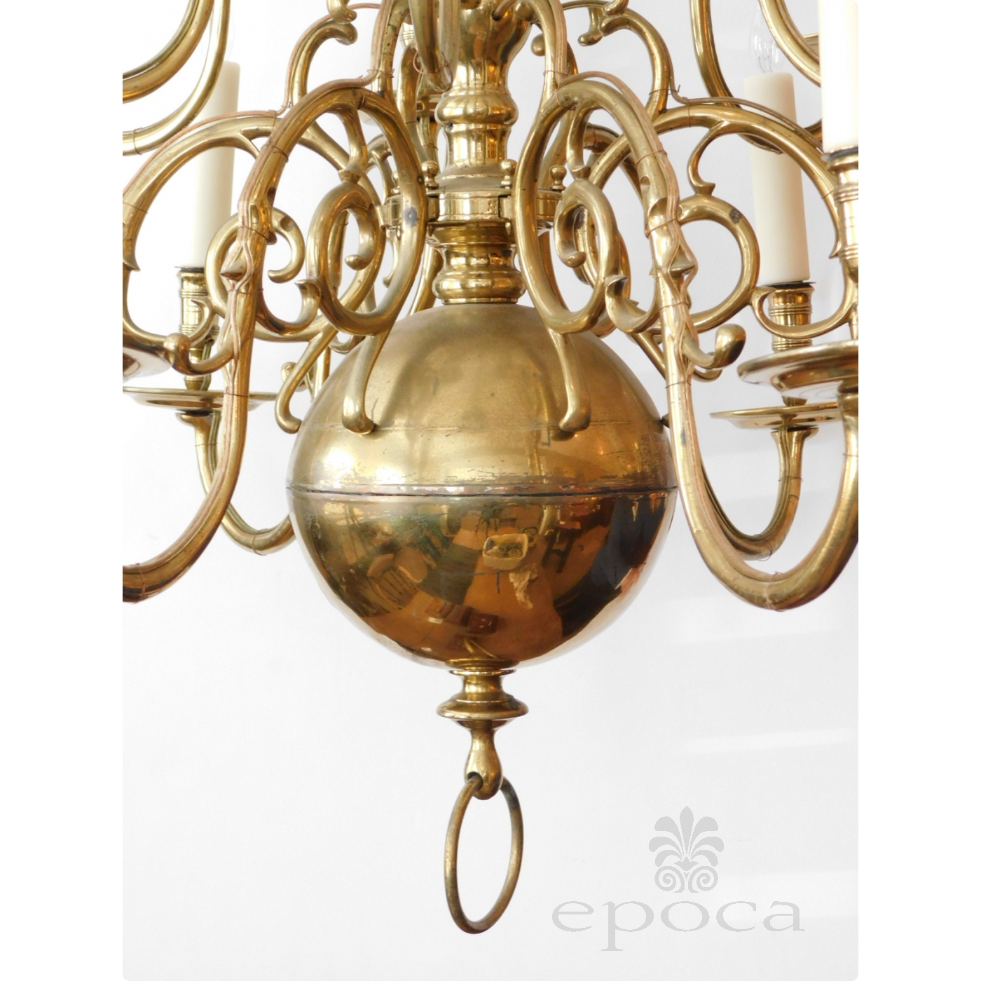 Impressive Dutch Three-tier Brass 18-light Chandelier epoca