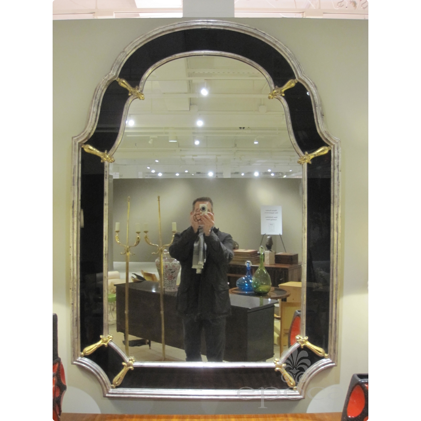 Epoca American Hollywood Regency 1960 S Silver Giltwood Mirror Epoca San Francisco A Glamorous American Hollywood Regency 1960 S Silver Giltwood Mirror With Black Glass Border