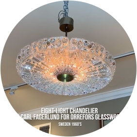 Carl Fagerlund Orrefors mid century chandelier epoca's favorite