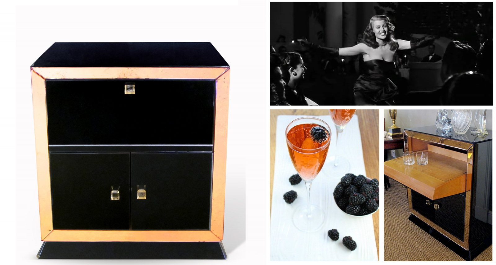 A Noirish Holiday at epoca, San Francisco, French 1950's Drinks Cabinet, Kir Royale 