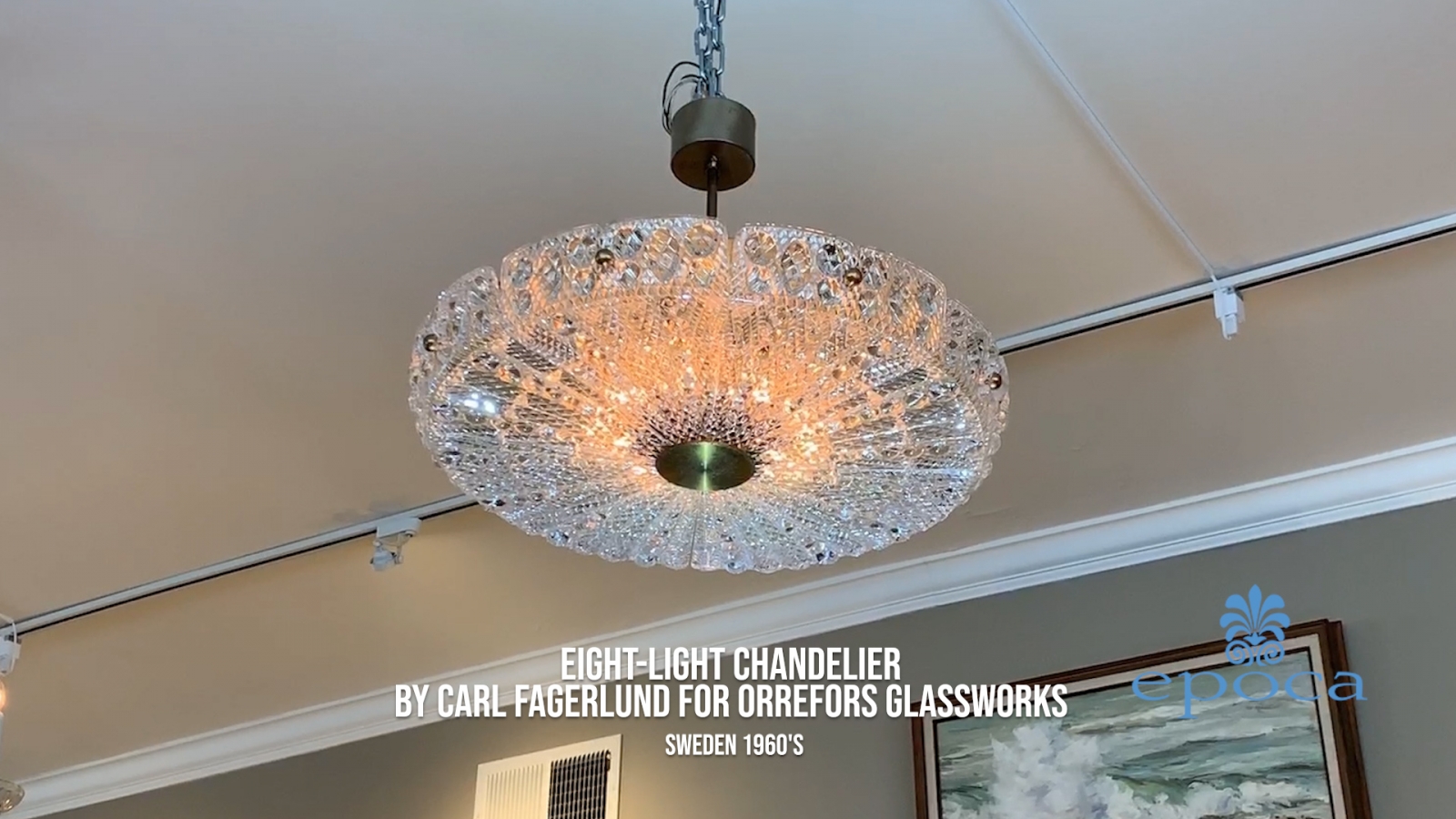 Carl Fagerlund Orrefors mid century chandelier epoca's favorite