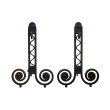 a dramatic and large-scaled pair of french art deco hand-wrought iron andirons