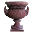 stunning english neoclassical style terra cotta garden urn with mask handles  