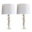 a shimmering and large-scaled pair of french mid-century stacked faceted crystal lamps