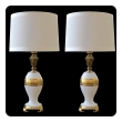 elegant pair of german white porcelain lamps with gilt decoration