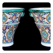 a large and vibrantly glazed pair of Moroccan conical-form double-handled pot
