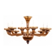 epoca, San Francisco mid-century: a large and richly-colored murano 12-light amber glass chandelier