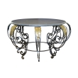 a curvaceous french rococo style wrought-iron circular center table with gray marble top