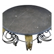 french rococo style wrought-iron circular center table with gray marble top