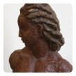 french brutalist terra cotta sculpture of a seated nude woman; signed 'Rene Romage, 1942'