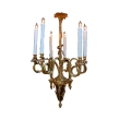 a curvaceous french louis xv style gilt-bronze 6-light chandelier with dramatically scrolling candlearms