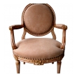 french louis xvi style ivory painted and parcel gilt oval back open armchair