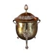 a handsome and boldly-scaled english neoclassical style brass ovoid-shaped two-handled covered coal bucket