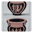 set of 4 hand-colored copper engravings of attic red classical urns