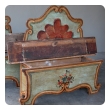 venetian baroque style polychromed pine highback blanket bench
