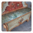 venetian baroque style polychromed pine highback blanket bench