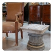american neoclassical style gray painted and faux bois corinthian column capital plinth or side table