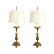 substantial pair of french baroque style bronze pricket sticks now mounted as lamps