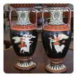 a rare pair of english double-handled polychromed porcelain urns with classical figures; marked 's.a.& co. (smith ambrose and co, burslem, england)