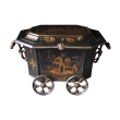 a rare and unusual english ebonized painted metal octagonal covered coal bin with chinoiserie decoration; by the coalbrookdale foundry, telford, england