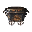 a rare and unusual english ebonized painted metal octagonal covered coal bin with chinoiserie decoration; by the coalbrookdale foundry, telford, england