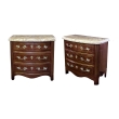 a handsome of danish empire style mahogany 3-drawer marble-topped bow-front chests with brass inlay and bronze mounts