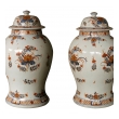 boldly-scaled continental polychromed faience baluster-form covered ginger jar