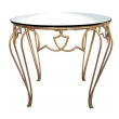 a chic french art deco gilt-iron circular Tables with mirrored top; by rene drouet