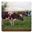 a serene dutch landscape watercolor painting of three cows grazing in a field; by  Adrianus Groenewegen 1874-1963 (Netherlands)