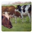 a serene dutch landscape watercolor painting of three cows grazing in a field; by  Adrianus Groenewegen 1874-1963 (Netherlands)