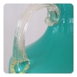 richly-colored italian mid-century teal cased-glass double-handled urn-form lamp