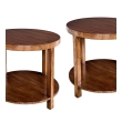 pair of mid-century light mahogany circular side tables by robsjohn-gibbings