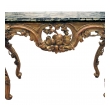superb and finely carved french regence giltwood console table with grape vine motif and sage green marble top